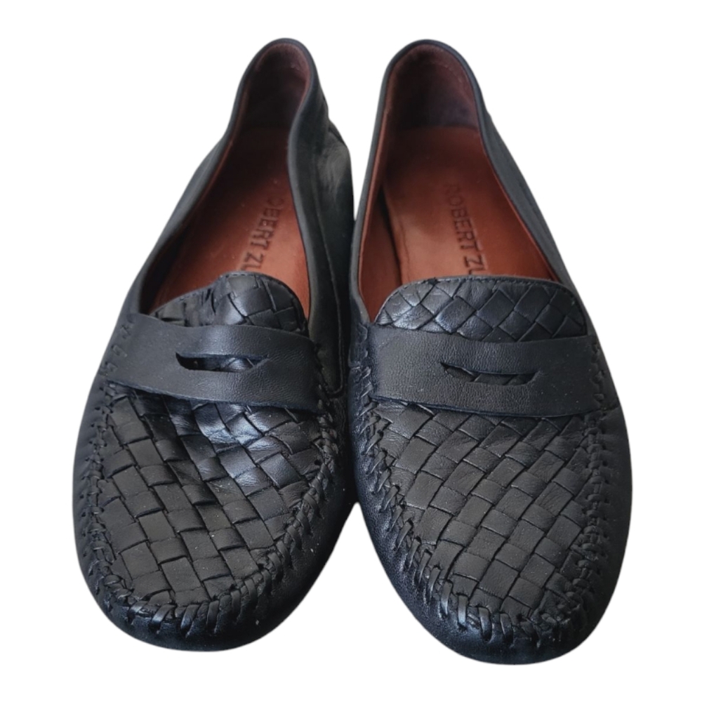 Robert Zur Petra Loafers Women Sz 9.5 Black Soft Leather Slip On Shoes Moccasin